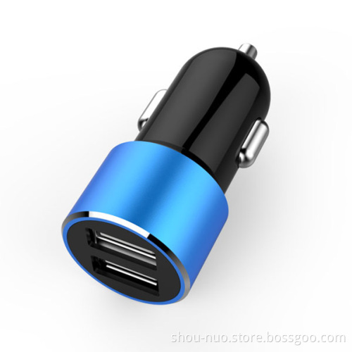 Colorful Mini Car Charger USB 2 Port Cigarette 2.1A Chargers Micro Dual USB Adapter for iphone mobile